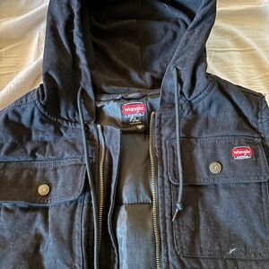 black wrangler vest with hood!